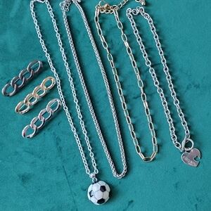 3/$30 Silver-toned Gold-tone Chain Necklaces Brooches